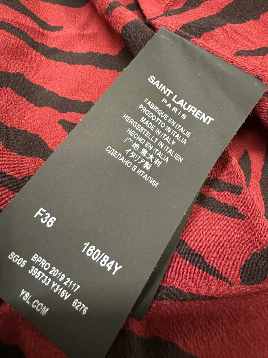 SS2014 Saint Laurent Red & Black Zebra Shirt OotahxJ 5