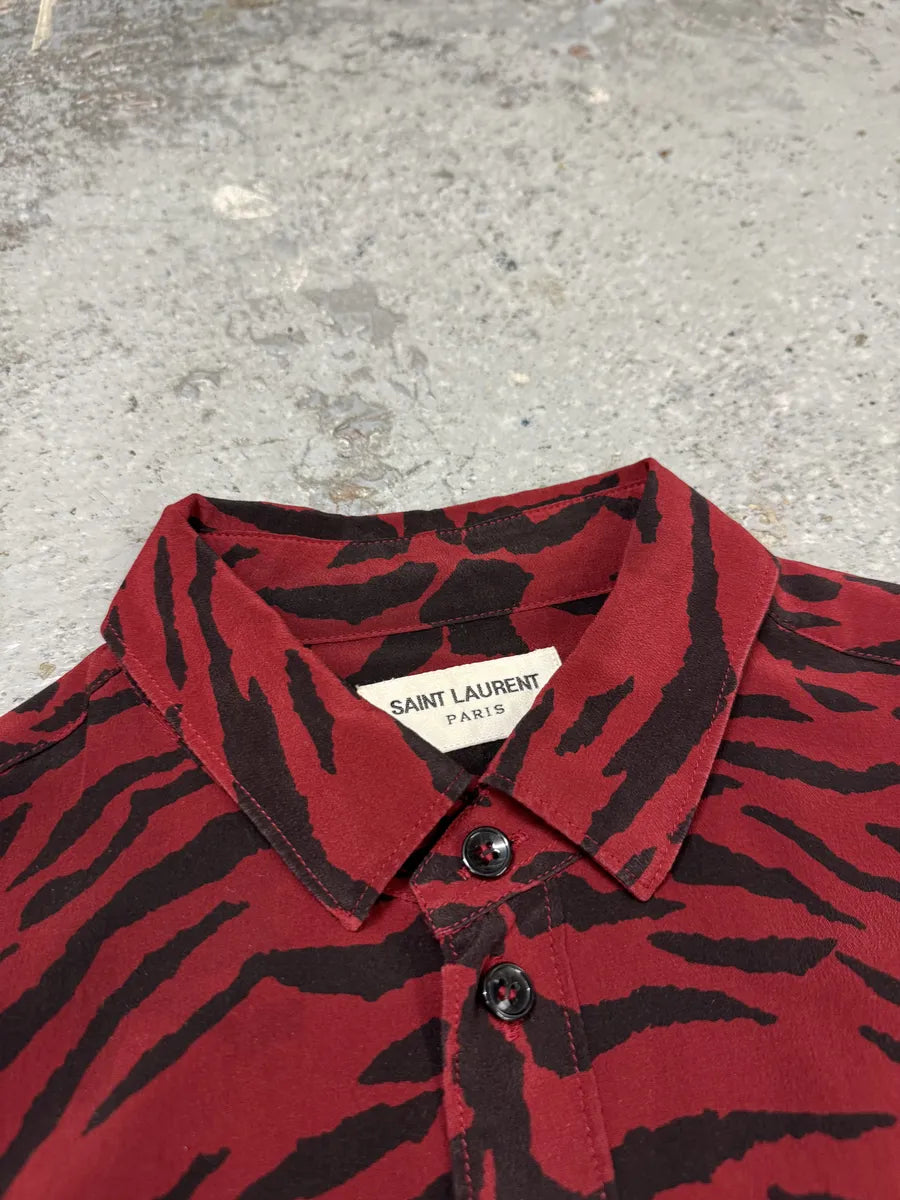 SS2014 Saint Laurent Red & Black Zebra Shirt OotahxJ 8