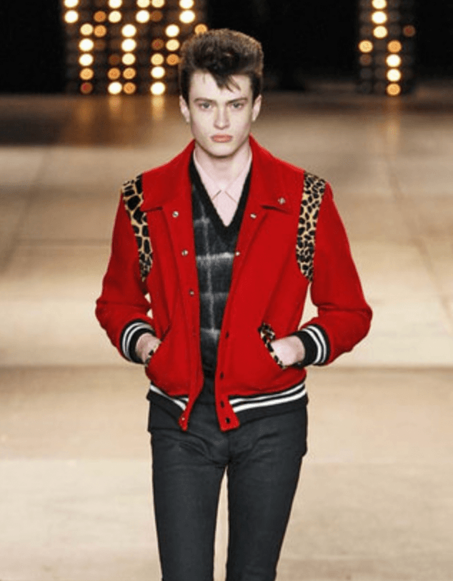 SS2014 Saint Laurent Red Cheetah Pony Hair Varsity Teddy Jacket wKYimgl 1