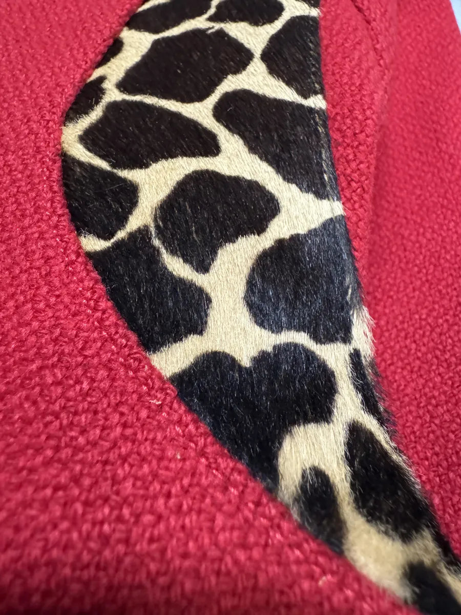 SS2014 Saint Laurent Red Cheetah Pony Hair Varsity Teddy Jacket wKYimgl 12