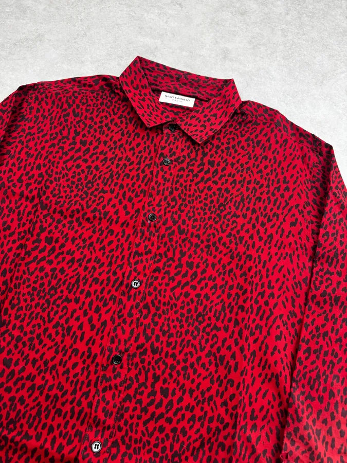SS2014 Saint Laurent Red Leopard Shirt by Hedi Slimane vKiIaZZ 4