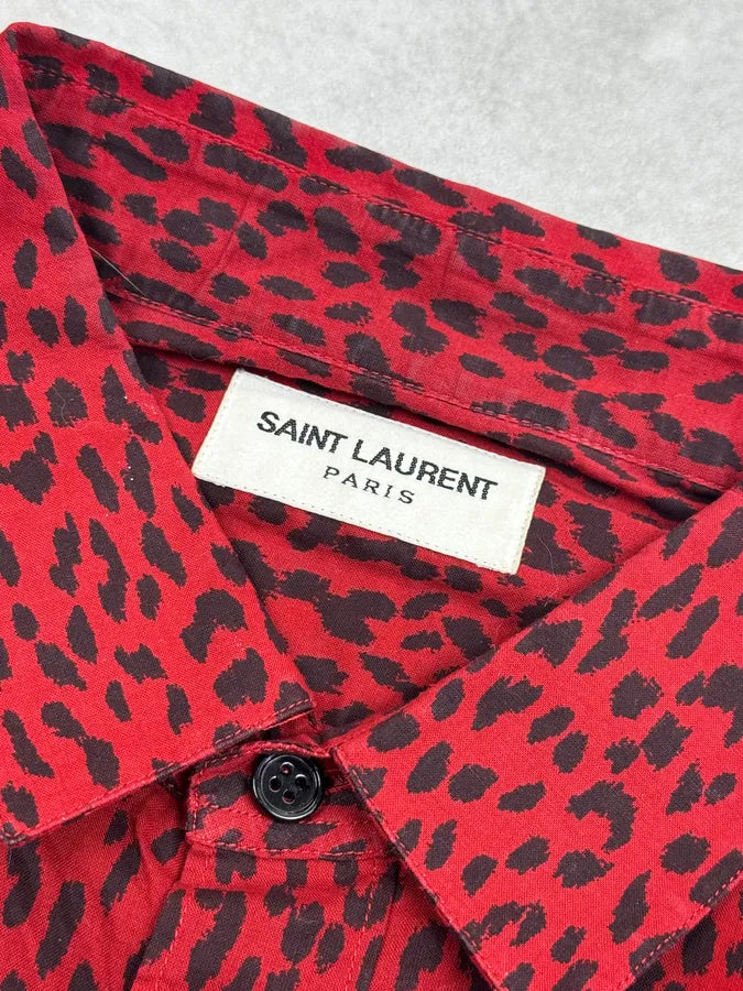 SS2014 Saint Laurent Red Leopard Shirt by Hedi Slimane vKiIaZZ 12