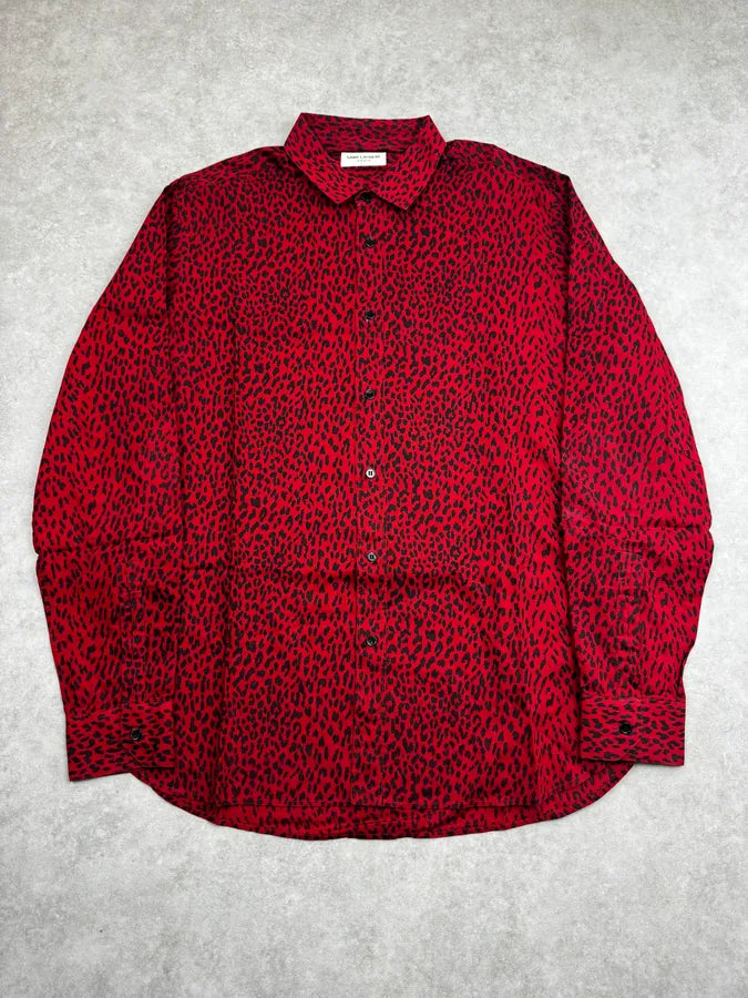 SS2014 Saint Laurent Red Leopard Shirt by Hedi Slimane vKiIaZZ 0