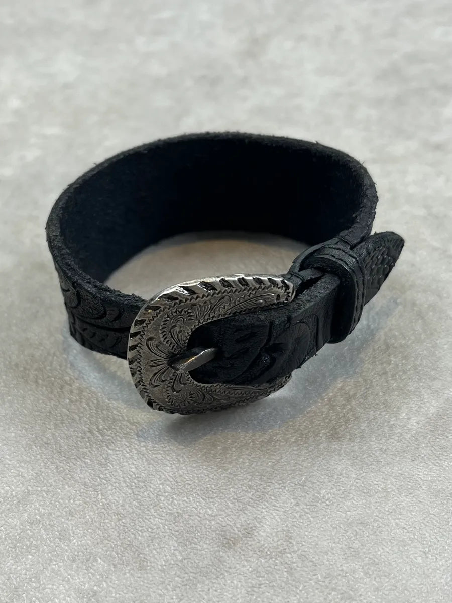SS2014 Saint Laurent Western Buckle Black Leather Bracelet by Hedi Slimane dpsTAwT 1