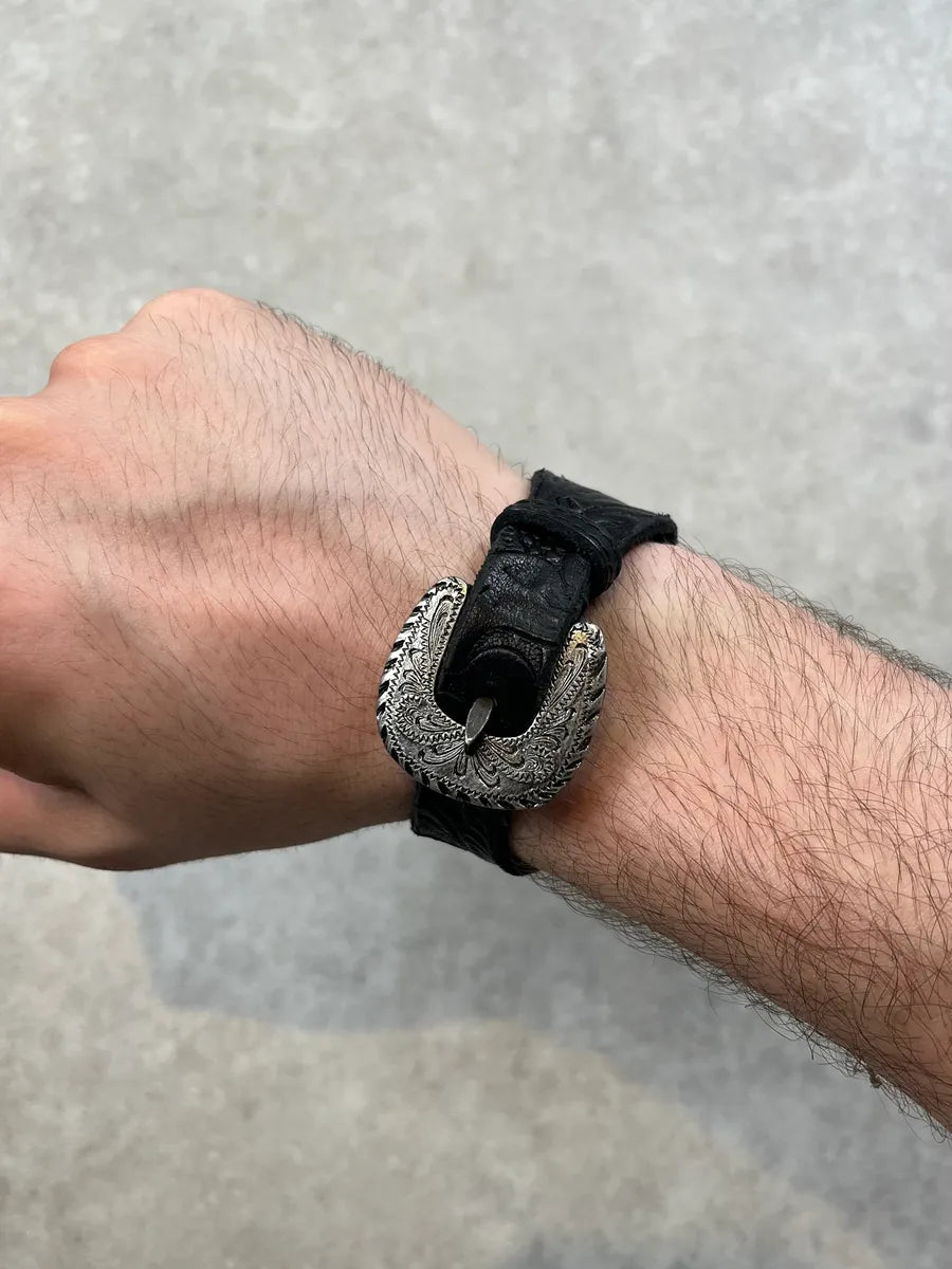 SS2014 Saint Laurent Western Buckle Black Leather Bracelet by Hedi Slimane dpsTAwT 2