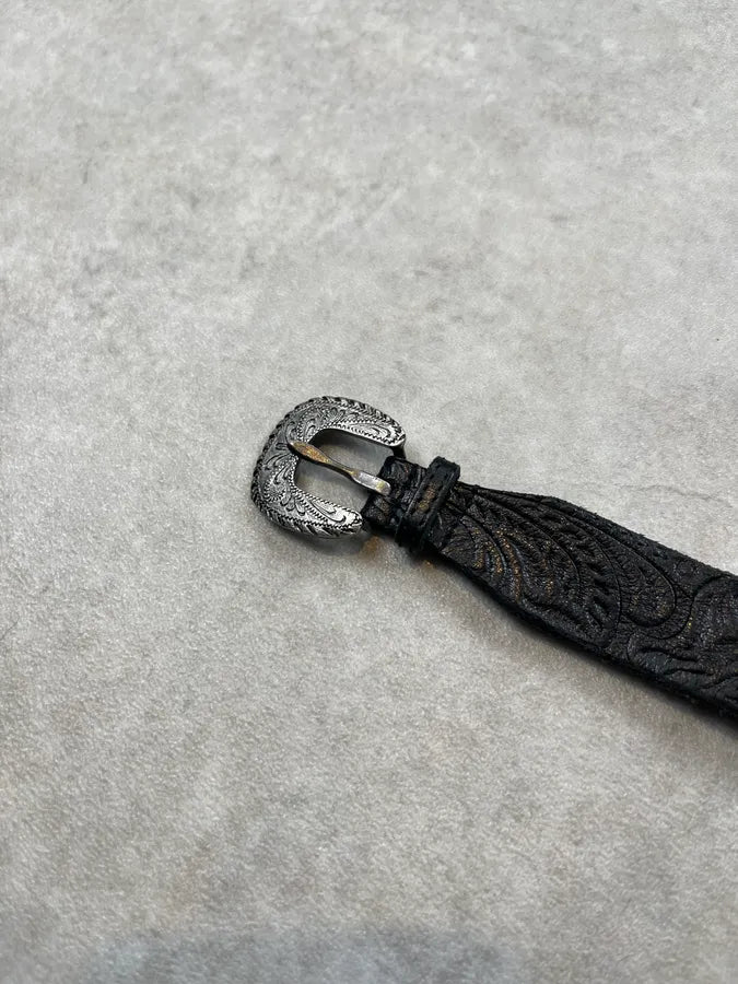 SS2014 Saint Laurent Western Buckle Black Leather Bracelet by Hedi Slimane dpsTAwT 5