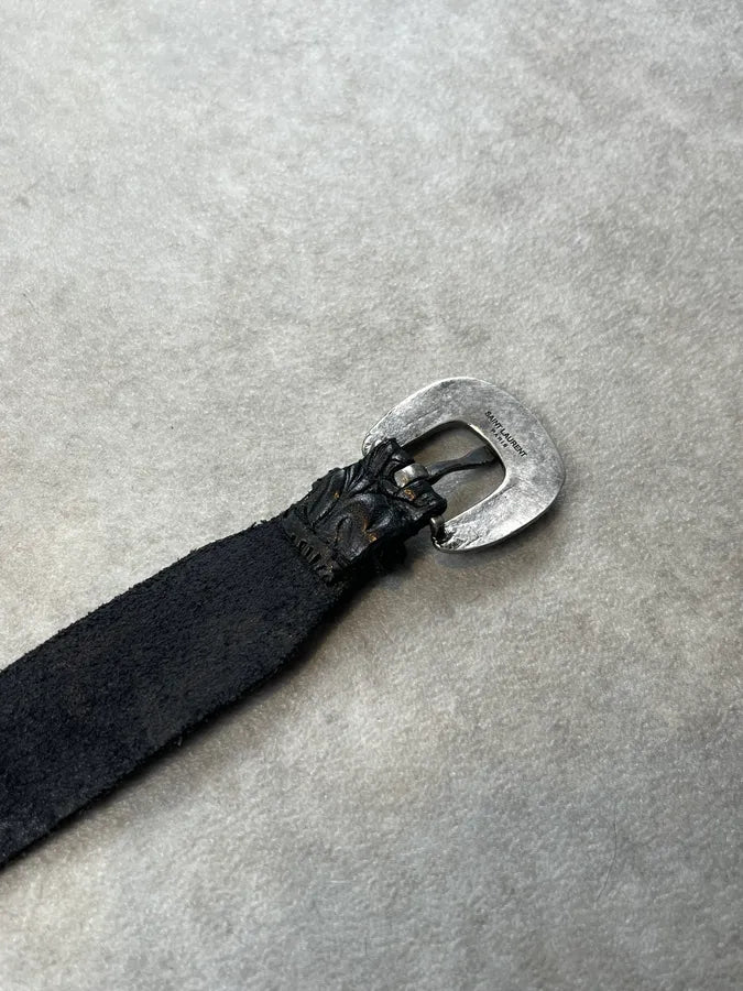 SS2014 Saint Laurent Western Buckle Black Leather Bracelet by Hedi Slimane dpsTAwT 7