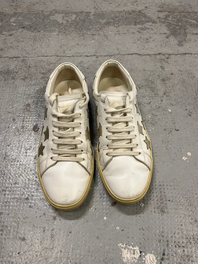 SS2014 Saint Laurent White Stars Leather Sneakers by Hedi Slimane oocalei 1