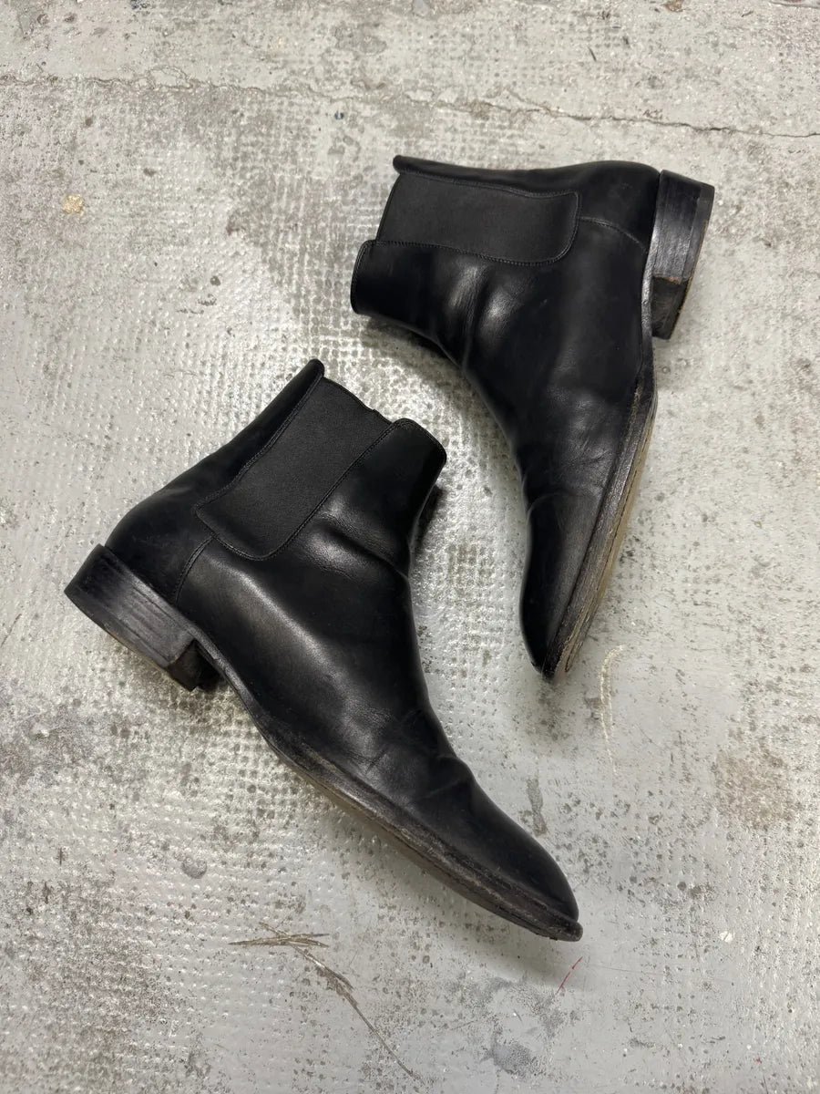 SS2014 Saint Laurent Wyatt Black Minimalist Leather Boots uqYNbid 2