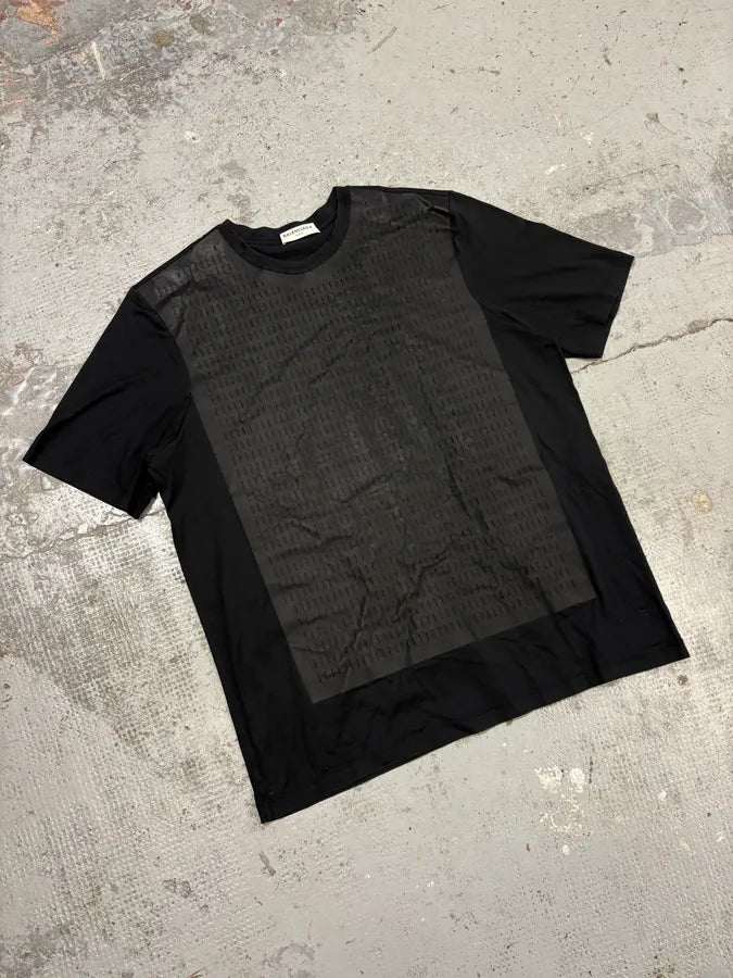 SS2015 Balenciaga Black Perforated Hybrid T-Shirt mVzdyXF 3
