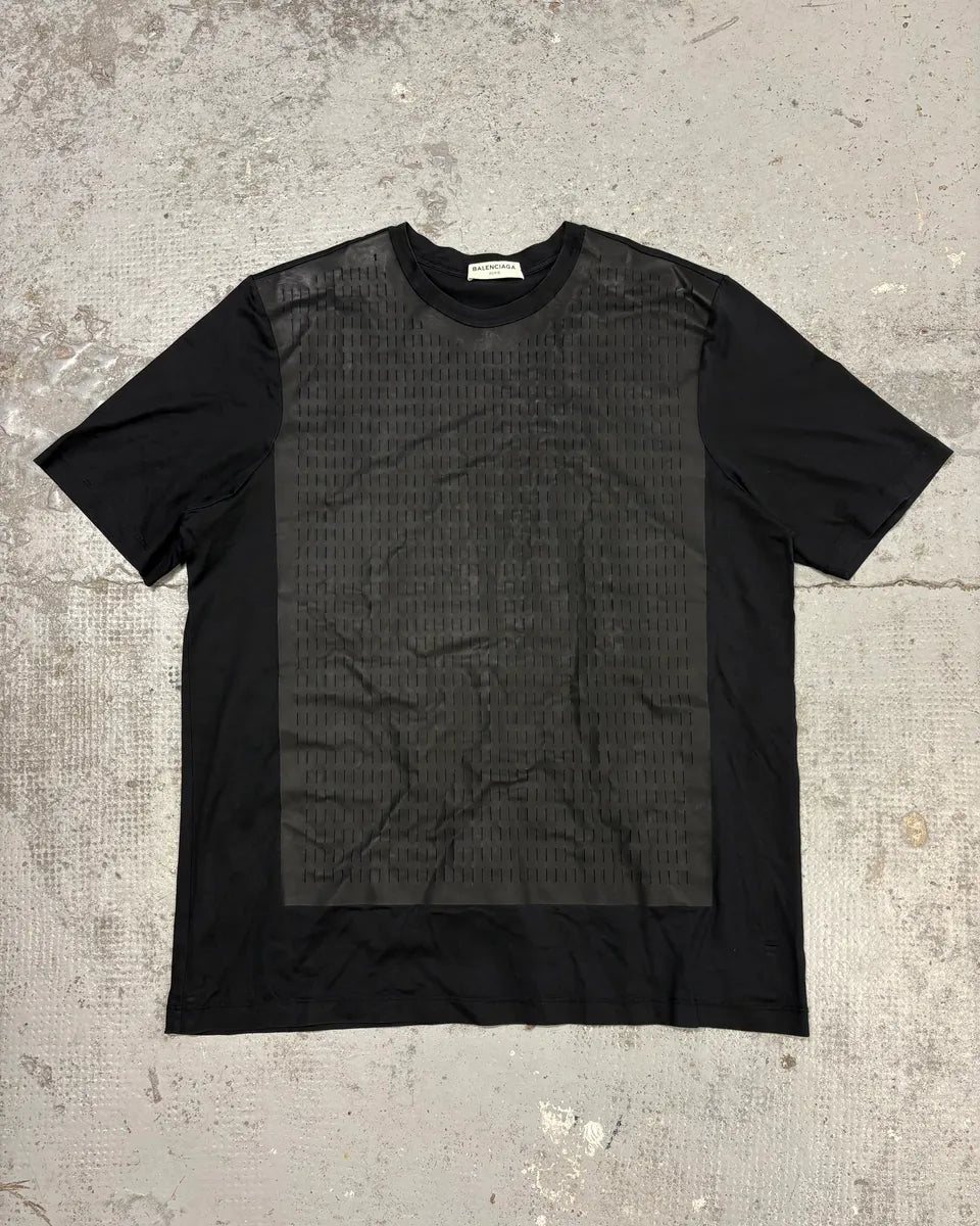 SS2015 Balenciaga Black Perforated Hybrid T-Shirt mVzdyXF 0