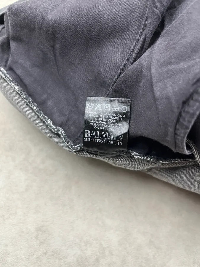 SS2015 Balmain Biker Racing Lines Grey Denim Jeans DZLLreE 11