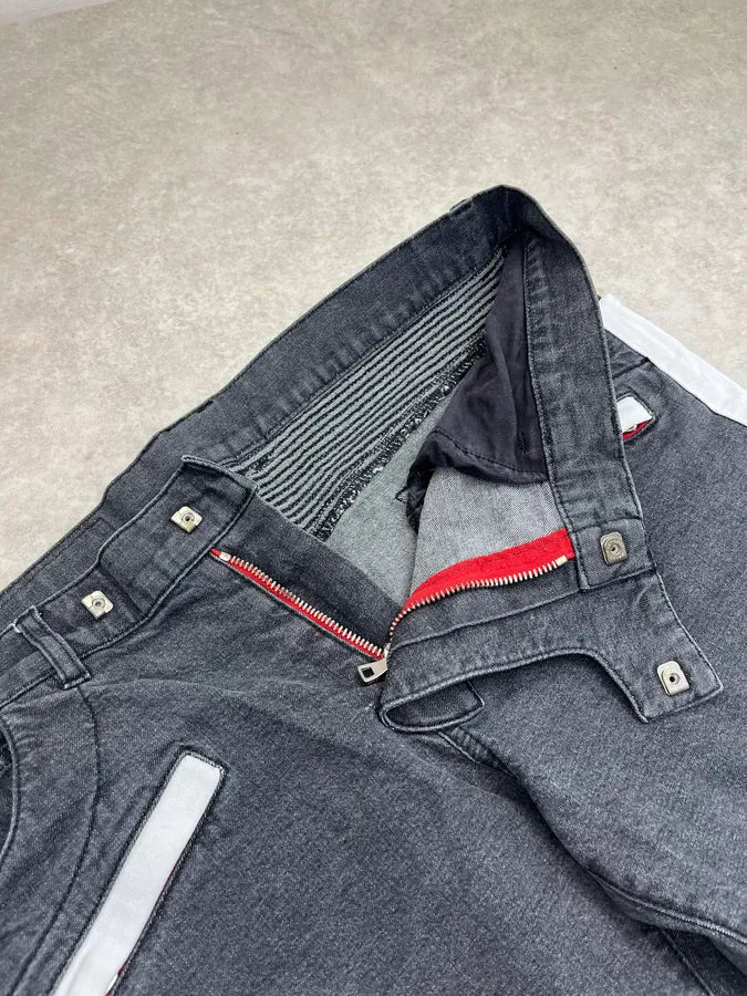 SS2015 Balmain Biker Racing Lines Grey Denim Jeans DZLLreE 9