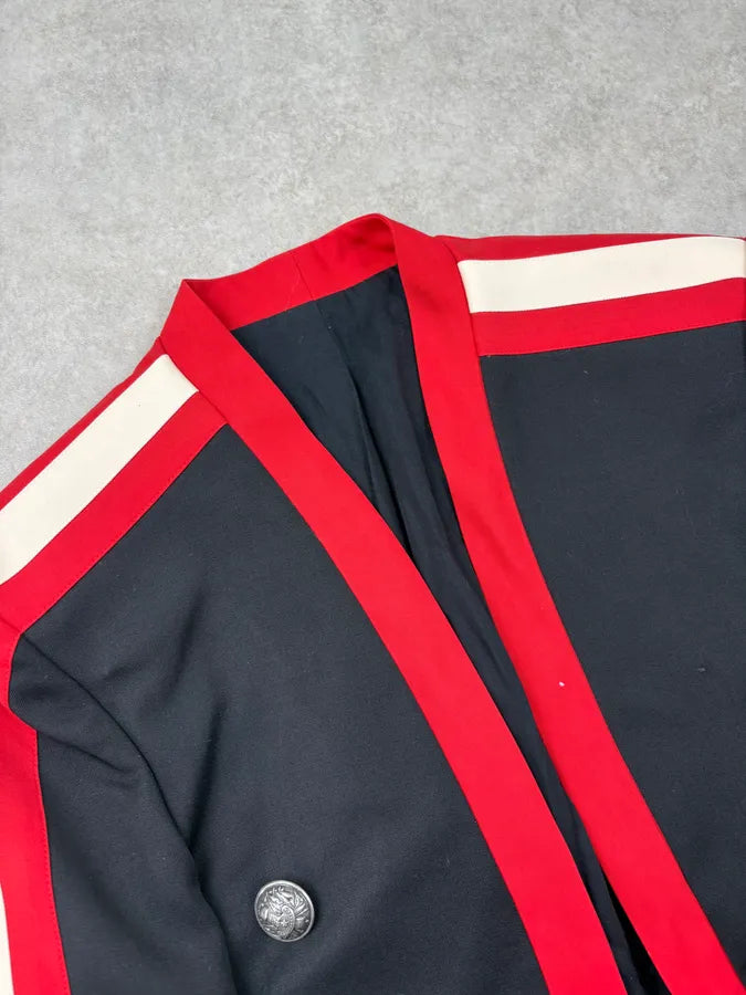 SS2015 Balmain Black Wool Striped Military Buttoned Blazer Jacket ueqUJbf 5