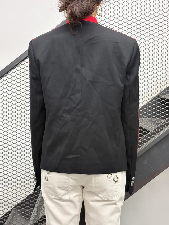 SS2015 Balmain Black Wool Striped Military Buttoned Blazer Jacket ueqUJbf 3