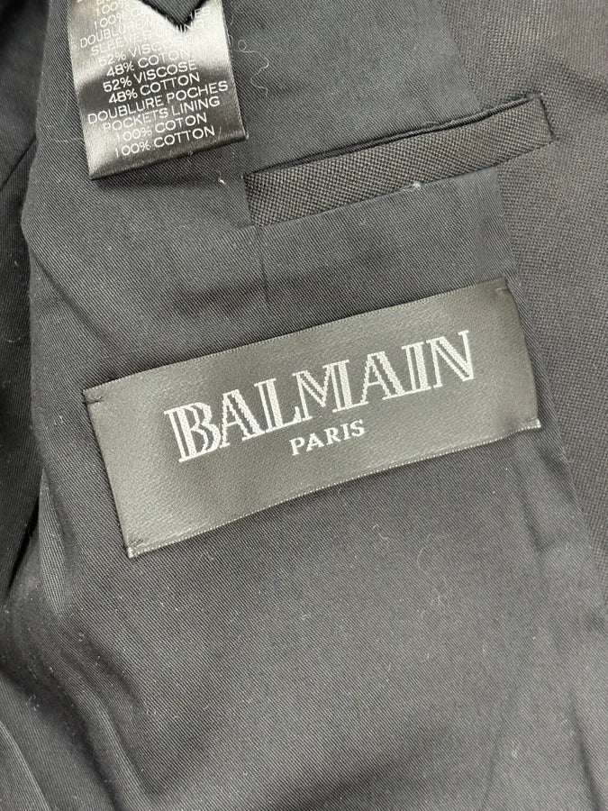 SS2015 Balmain Black Wool Striped Military Buttoned Blazer Jacket ueqUJbf 11