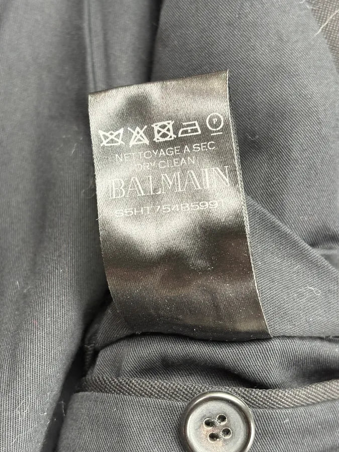 SS2015 Balmain Black Wool Striped Military Buttoned Blazer Jacket ueqUJbf 12
