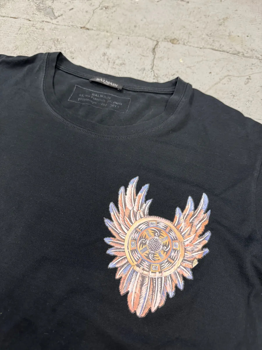 SS2015 Balmain Dream Catcher Black T-Shirt CesVbey 9
