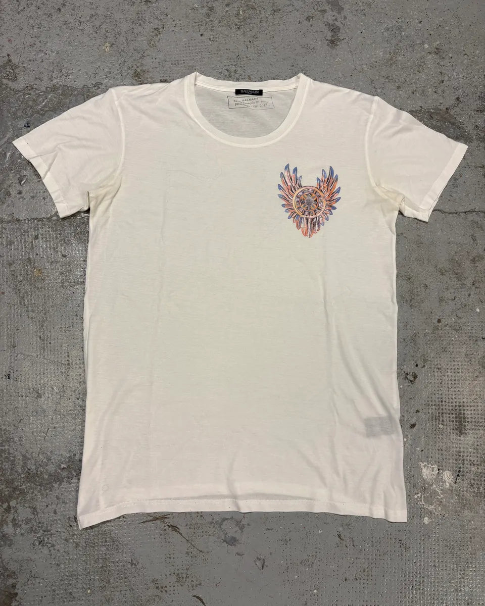 SS2015 Balmain Dream Catcher White T-Shirt AnXNnRU 0