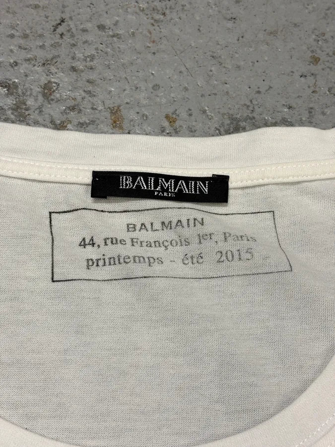 SS2015 Balmain Dream Catcher White T-Shirt AnXNnRU 6