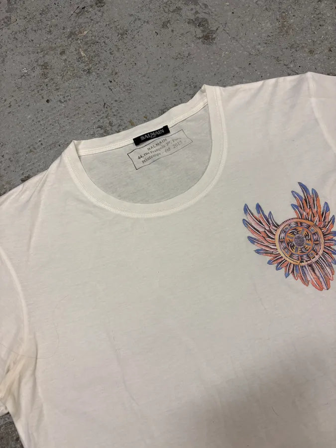 SS2015 Balmain Dream Catcher White T-Shirt AnXNnRU 4