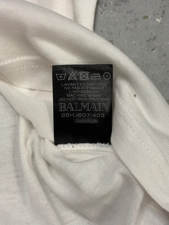 SS2015 Balmain Dream Catcher White T-Shirt AnXNnRU 8