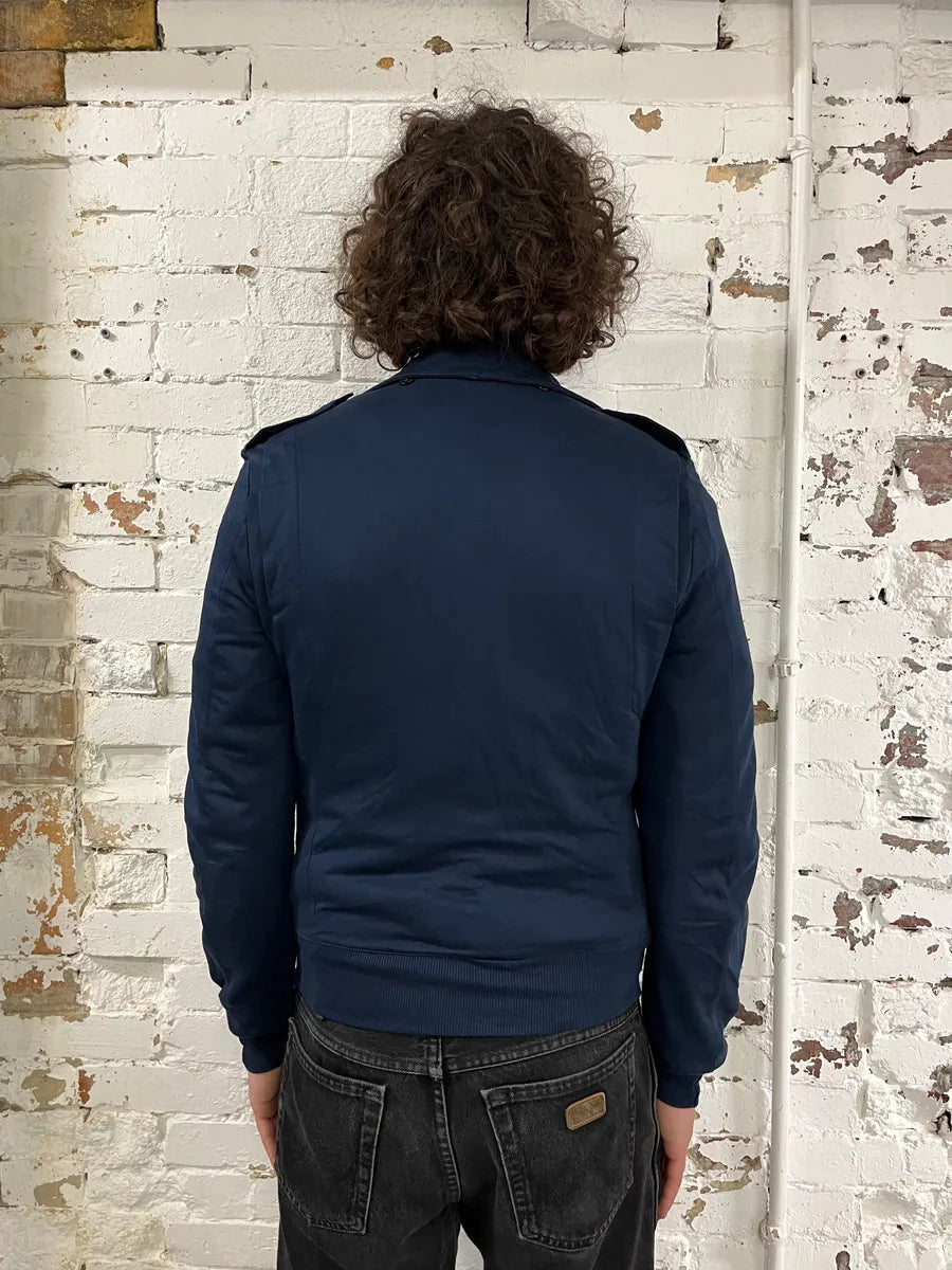 SS2015 Balmain Navy Blue Asymmetrical Biker Jacket mppzNUt 1