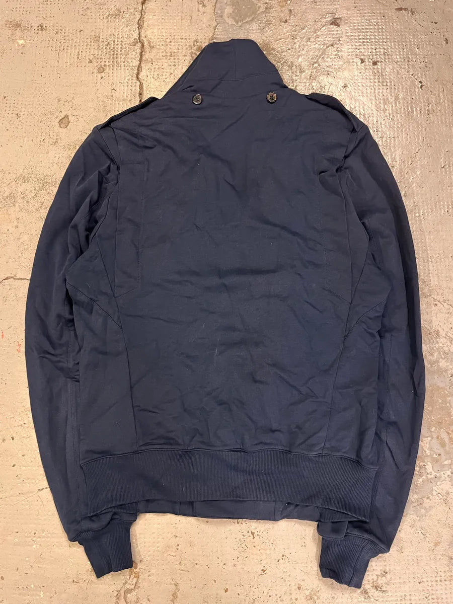 SS2015 Balmain Navy Blue Asymmetrical Biker Jacket mppzNUt 6