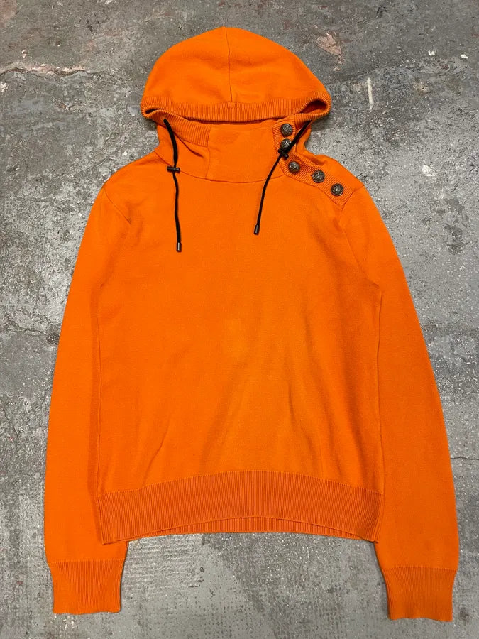 SS2015 Balmain Orange Hooded Buttoned Premium Sweater (S/M) mdwiwYU 0