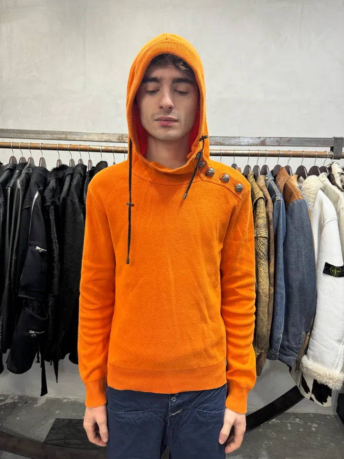 SS2015 Balmain Orange Hooded Buttoned Premium Sweater (S/M) mdwiwYU 1