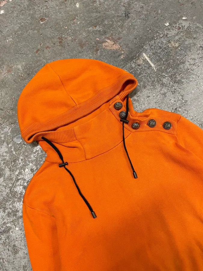 SS2015 Balmain Orange Hooded Buttoned Premium Sweater (S/M) mdwiwYU 4