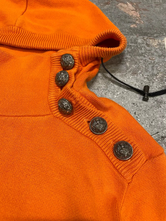 SS2015 Balmain Orange Hooded Buttoned Premium Sweater (S/M) mdwiwYU 6