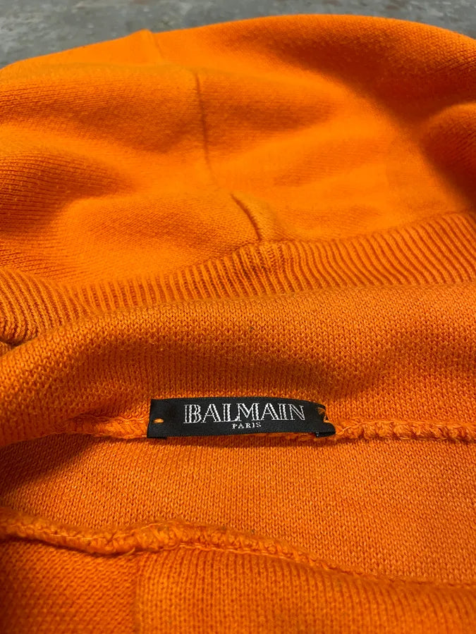 SS2015 Balmain Orange Hooded Buttoned Premium Sweater (S/M) mdwiwYU 7