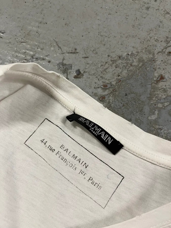 SS2015 Balmain White Contemporary T-Shirt WAzIrLy 6