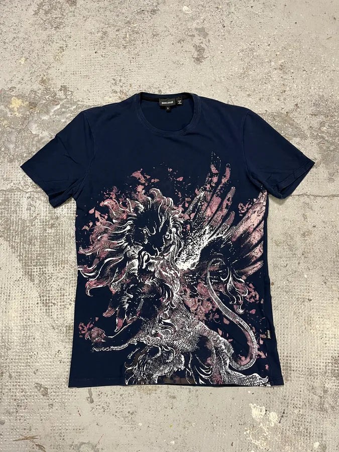 SS2015 Cavalli Lion Fire Blue T-Shirt VTbrVzl 0