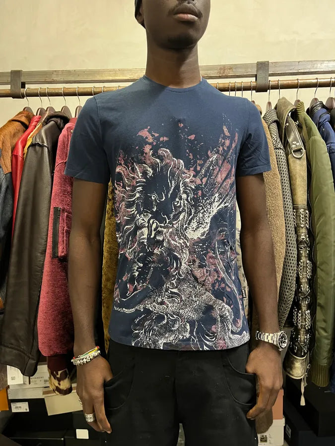 SS2015 Cavalli Lion Fire Blue T-Shirt VTbrVzl 1