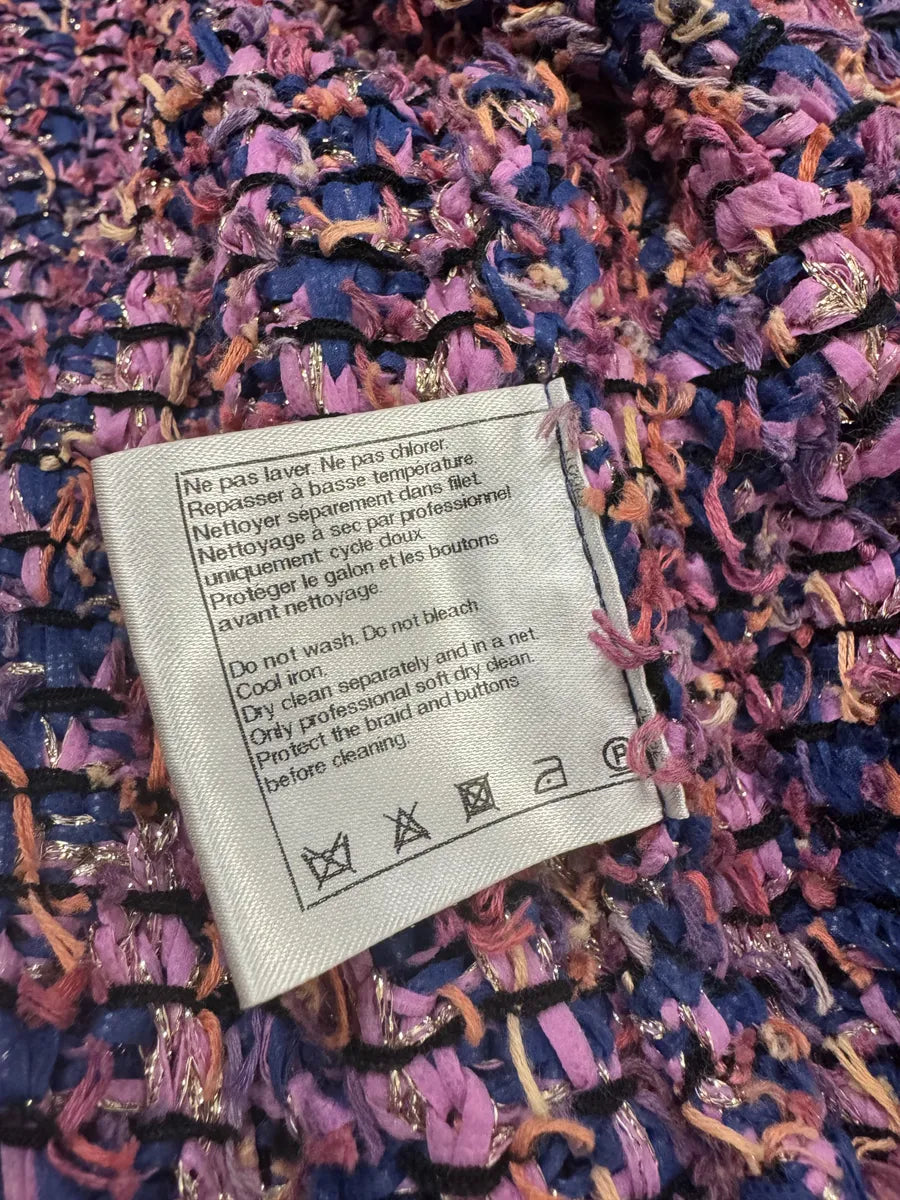 SS2015 Chanel Tweed Purple Cardigan (S/M) rXhbjRe 11