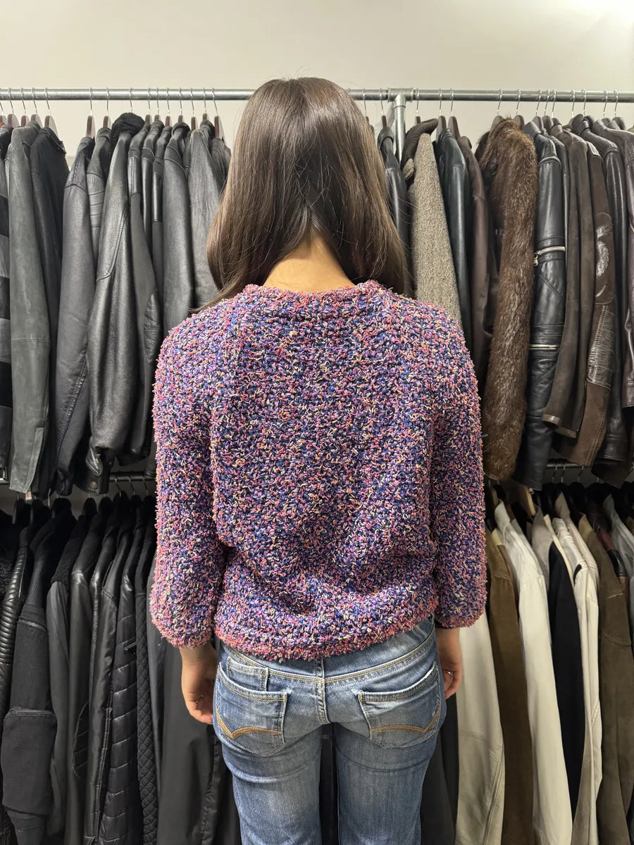 SS2015 Chanel Tweed Purple Cardigan (S/M) rXhbjRe 2
