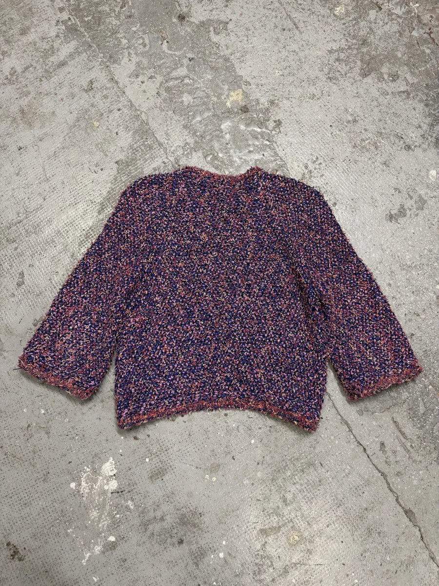 SS2015 Chanel Tweed Purple Cardigan (S/M) rXhbjRe 6