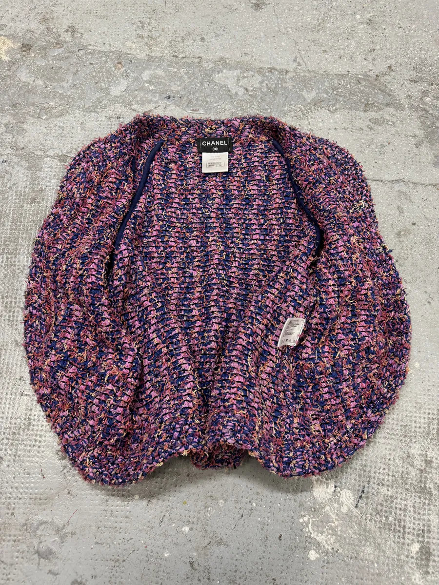 SS2015 Chanel Tweed Purple Cardigan (S/M) rXhbjRe 7