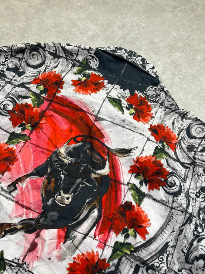 SS2015 Dolce & Gabbana Bull Floral Red & Grey Shirt ZaQGVxG 8