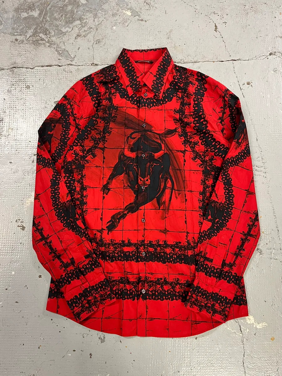 SS2015 Dolce & Gabbana Red & Black Matador Bull Corrida Shirt mrfUPow 0