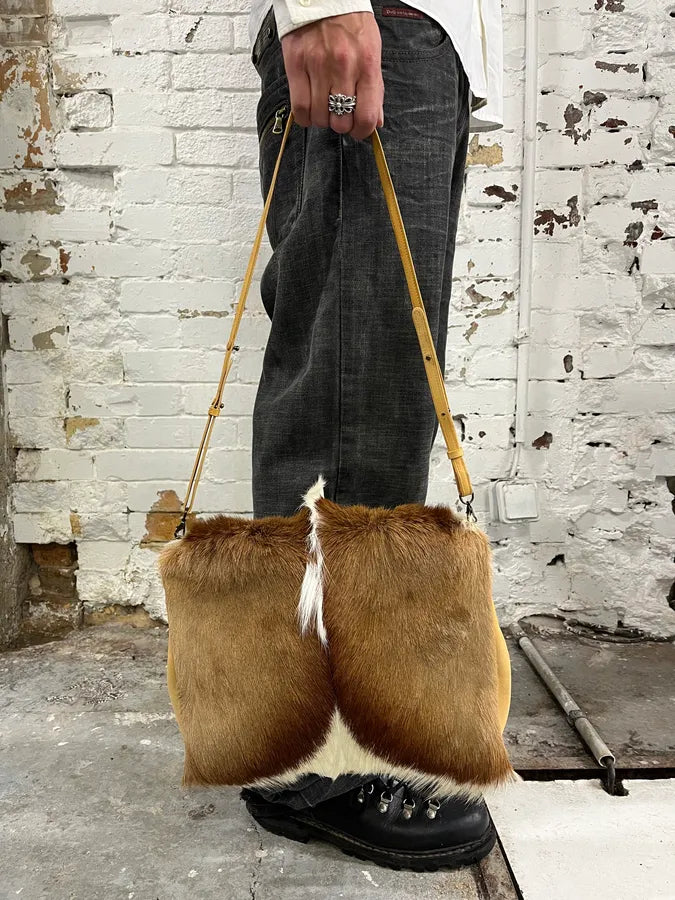 SS2015 Dries Van Noten Fur Beige Leather Shoulder Bag POksWiM 1