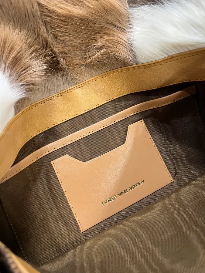 SS2015 Dries Van Noten Fur Beige Leather Shoulder Bag POksWiM 10