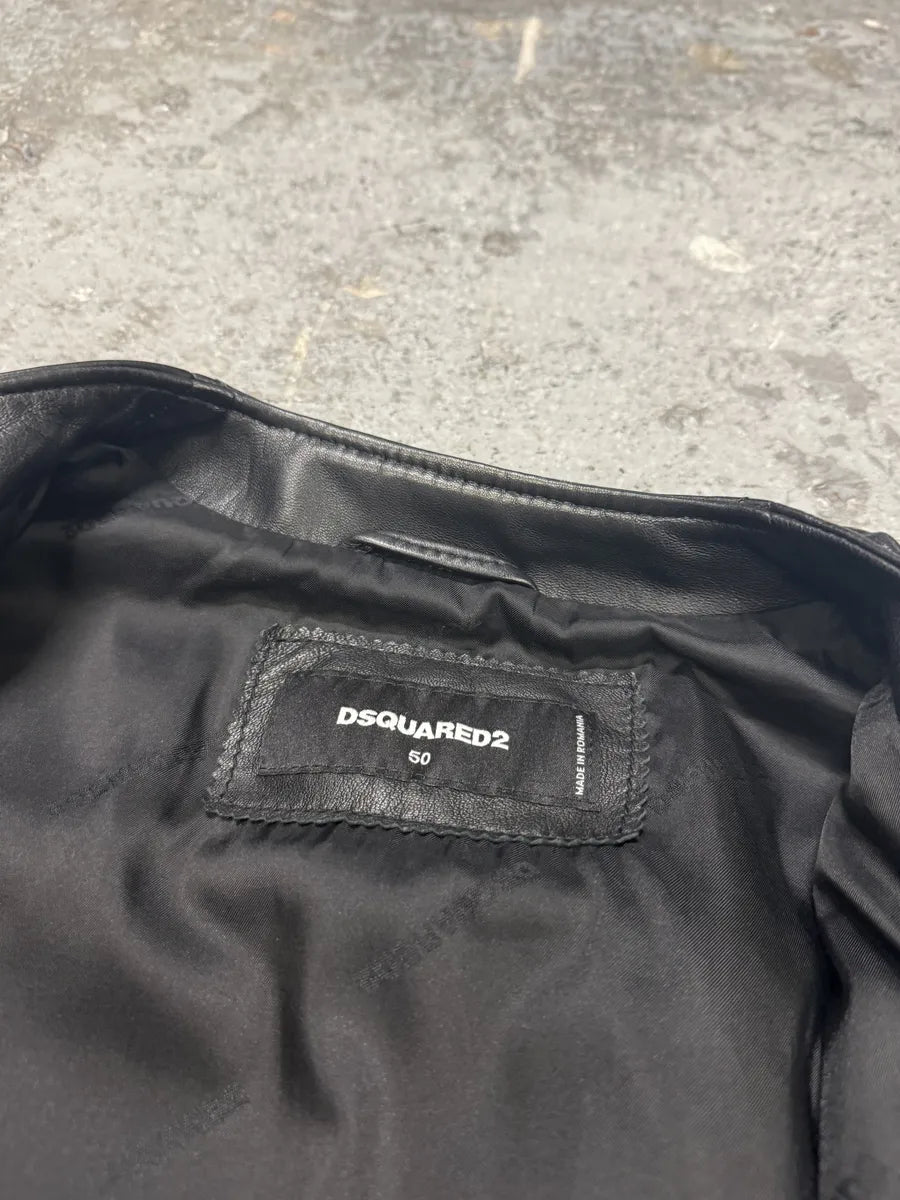 SS2015 DSquared2 Black Leather Hybrid Suede Leather Jacket (M) BMuHqsW 5