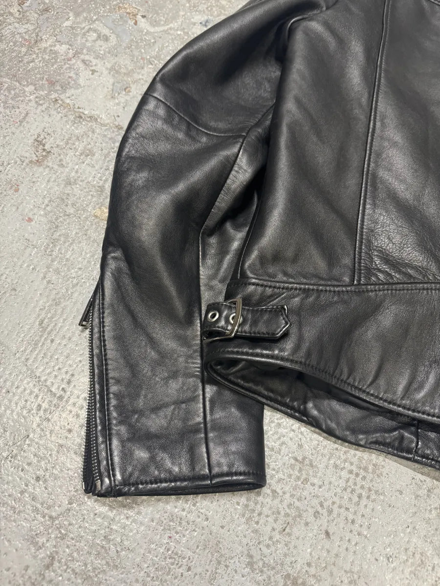 SS2015 DSquared2 Black Leather Hybrid Suede Leather Jacket (M) BMuHqsW 7