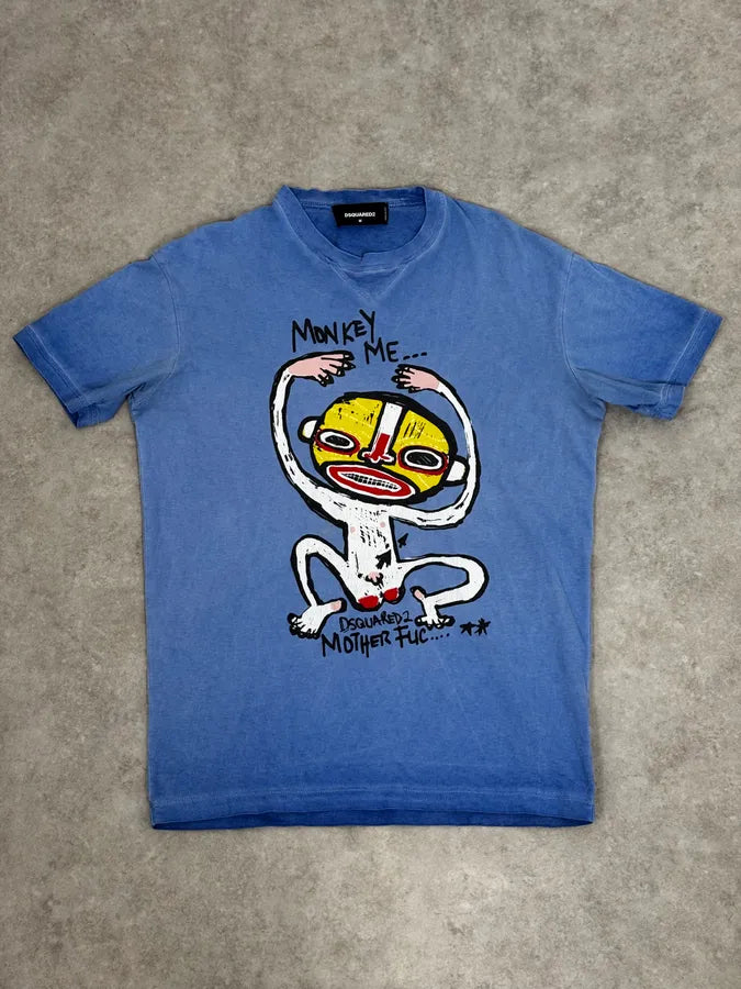 SS2015 Dsquared2 Blue Rebel Monkey T-Shirt ekzKsRi 0