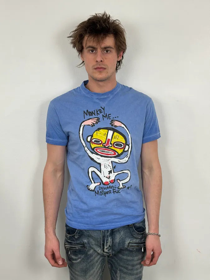 SS2015 Dsquared2 Blue Rebel Monkey T-Shirt ekzKsRi 1