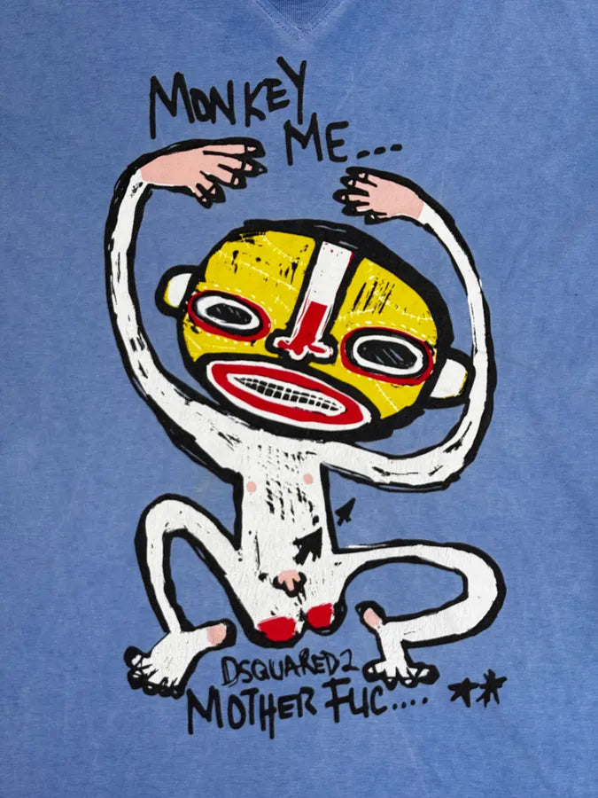 SS2015 Dsquared2 Blue Rebel Monkey T-Shirt ekzKsRi 6