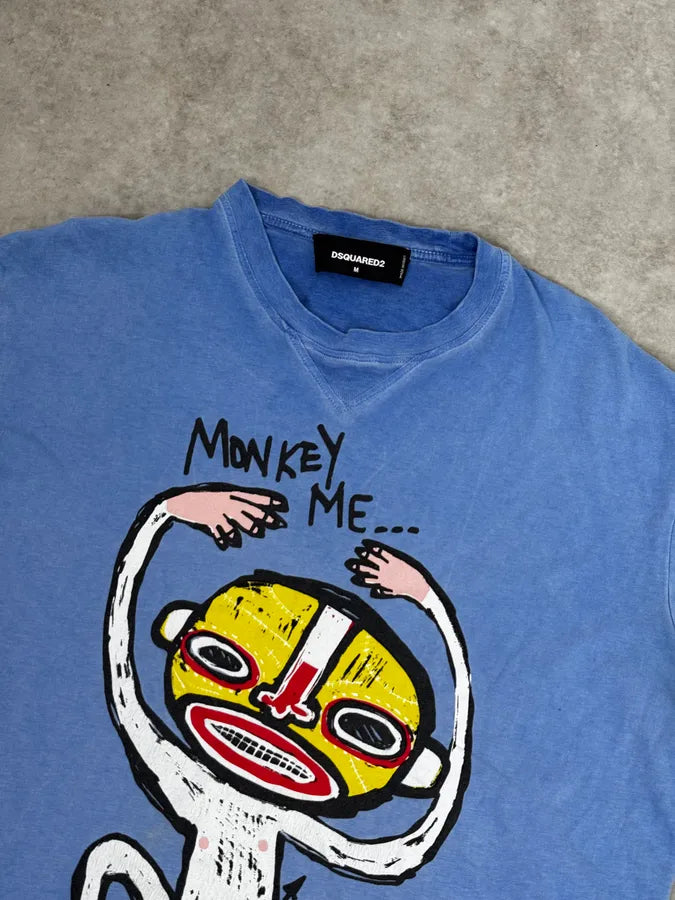 SS2015 Dsquared2 Blue Rebel Monkey T-Shirt ekzKsRi 4